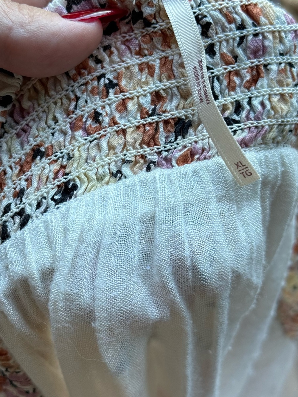Free People Floral Maxi Skirt - Cream with Pink & Tan Floral Print - Picture 3 of 4